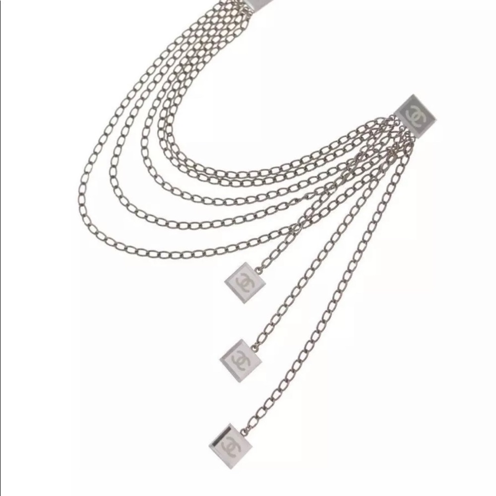 Chanel  silver drape clip- on belt plus earrings - Picture 5 of 8